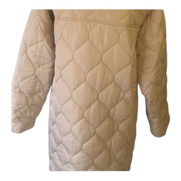 Princess Polly Bruno Longline Quilted Puffer Coat Jacket Neutral S/M NWT - Picture 3 of 5